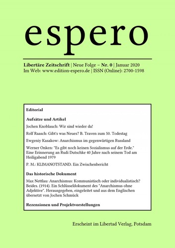Jochen Knoblauch, Markus Henning, Rolf Raasch, Jochen Schmück: espero 0 (EBook, German language, 2019, Libertad Verlag)